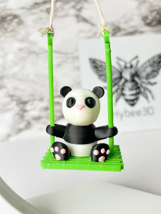 Rear-View Swing Buddy - Panda Bear on Bambu Swing